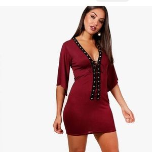 Kimono Lace Up Bodycon Dress